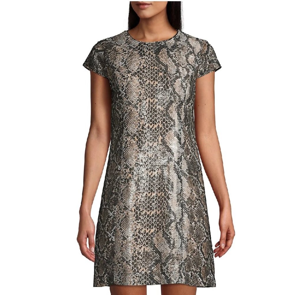 Elie Tahari Elissa Sequin Python-Print Dress